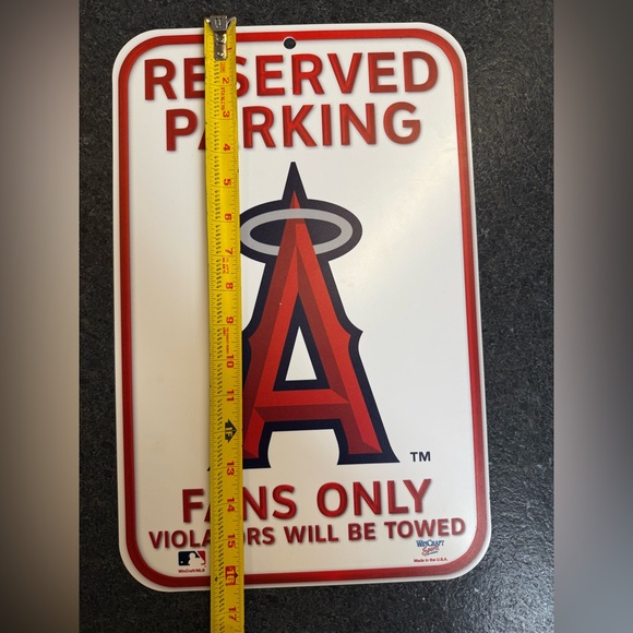 Angels Reserved Parking Sign with Red Lettering - Picture 2 of 3
